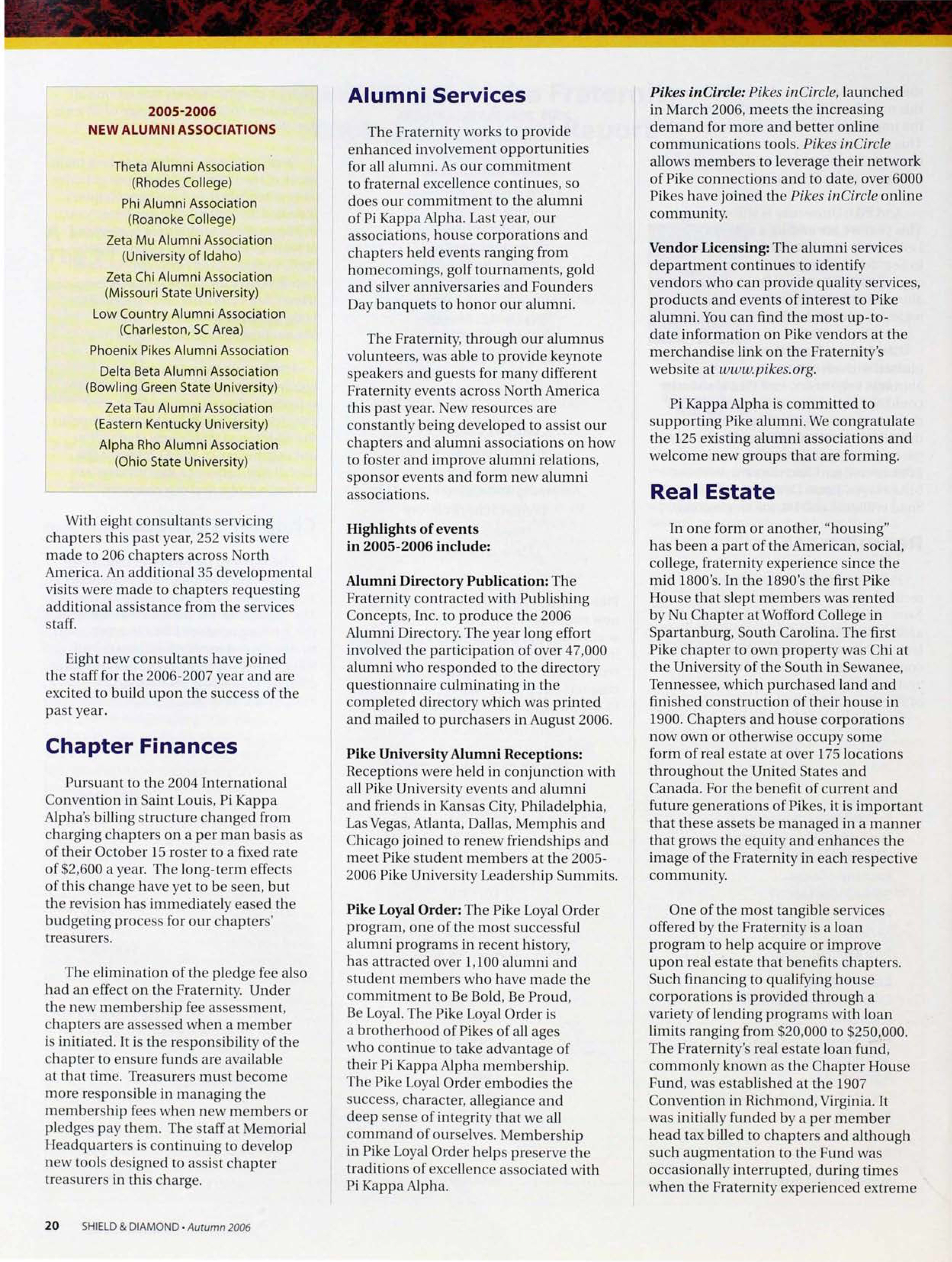 2005-2006 New Alumni Associations